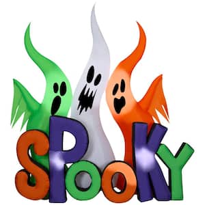 8 ft. Tall Halloween Inflatable Airblown-Ghosts with Spooky Sign