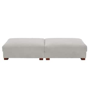 84.7 in. Sea Salt Gray Corduroy Fabric Rectangle Sectional Ottoman with Wood Legs