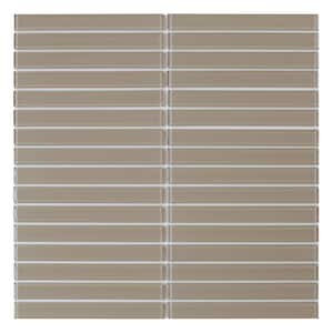 Cedar Taupe 11.89 in. x 11.89 in. x 5 mm Glass Peel and Stick Wall Mosaic Tile (5.88 sq. ft./pack)