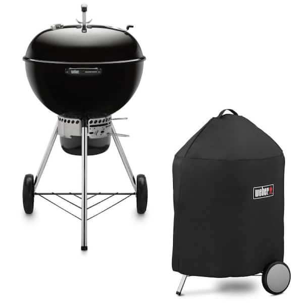 Master-Touch 22 in. Charcoal Grill in Black with Built-In Thermometer with Grill Cover