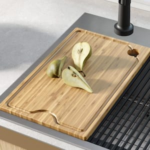 Workstation Kitchen Sink 11 in. x 16.75 in. Rectangle Solid Bamboo Cutting Board