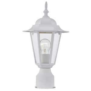1-light Textured White Outdoor Post Light with Clear Glass