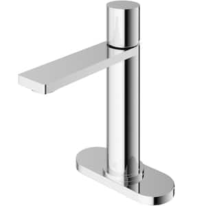 Halsey Single Handle Single-Hole Bathroom Faucet Set with Deck Plate in Chrome