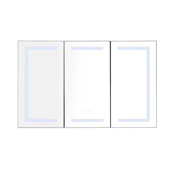 48 in. W x 30 in. H Rectangular Aluminum LED Lighted Anti-Fog Medicine Cabinet with Mirror