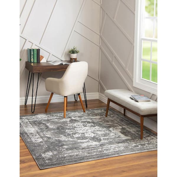 Sofia Salle Garnier Gray 3 ft. 3 in. x 3 ft. 3 in. Area Rug
