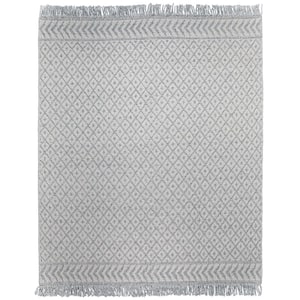 Millow Silver 8 ft. x 10 ft. Rectangle Solid Pattern Wool Polyester Cotton Runner Rug