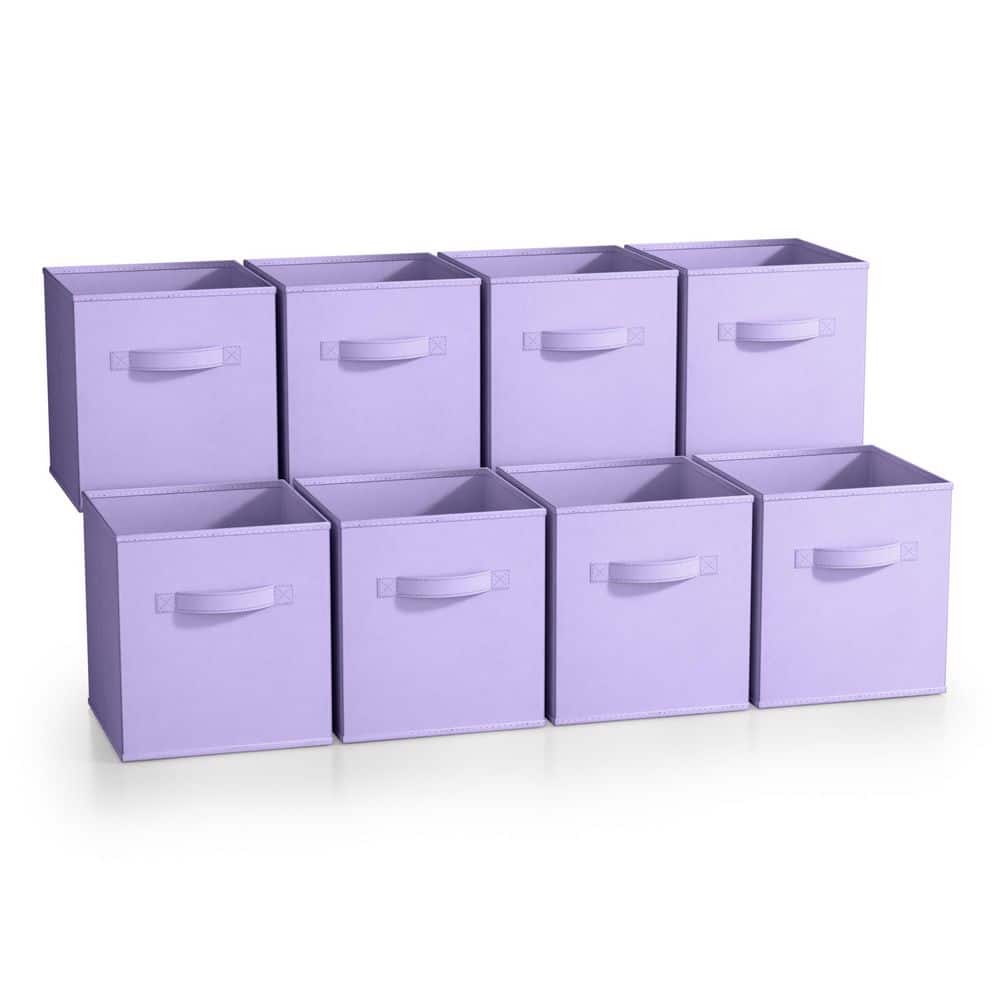 Storage Bins Handles, Purple 10.5 in. W x 11 in. H  Fabric Decorative Baske