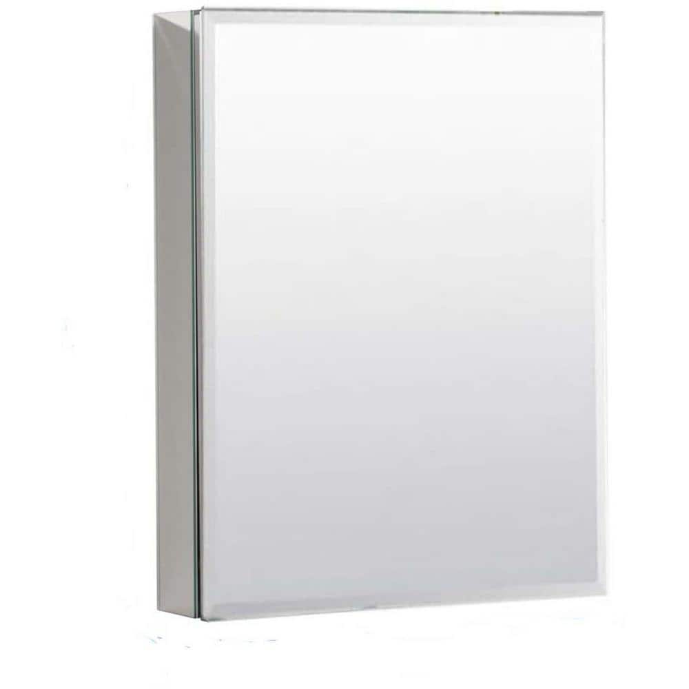 20 in. W x 26 in. H Large Rectangular Silver Aluminum Recessed/Surface Mount Medicine Cabinet with Mirror