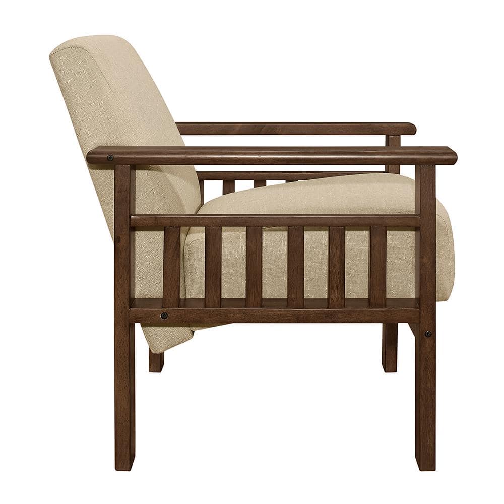 Helena Light Brown and Walnut Wood Accent Chair