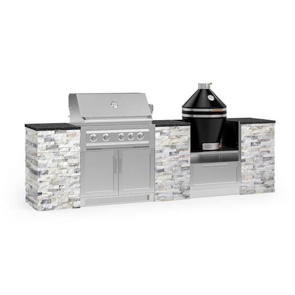 NewAge Products Signature Series 121.16 in. x 25.5 in. x 57.5 in. 9-Piece Outdoor Kitchen Cabinet Set with Liquid Propane 36 in. Grill