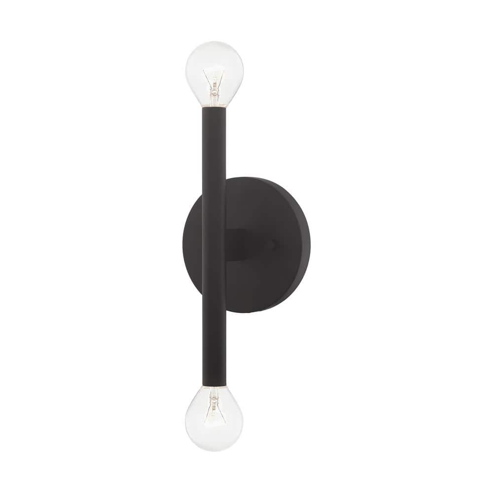 Copenhagen Mid-Century Modern Black and Bronze 2-Light Wall Sconce