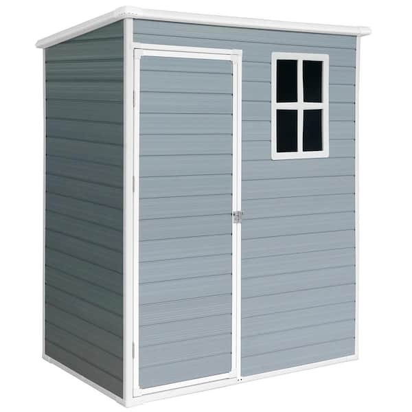 5 ft. W x 3 ft. D Gray Resin Storage Shed with Window and Doors for Patio (15 sq. ft.)
