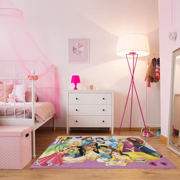 Princess Party Multi-Colored 5 ft. x 7 ft. Indoor Juvenile Area Rug