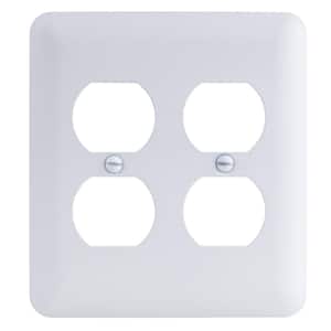 2-Gang Duplex/Duplex Midway/Maxi Sized Metal Wall Plate, White (Textured/Paintable Finish)