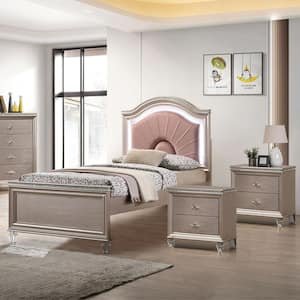 Panella Glam 3-Piece Rose Gold Full Wood Kids Bedroom Set