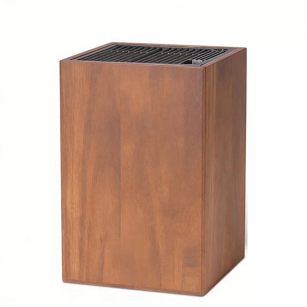 18-Knife Universal Acacia Wood Knife Block with Plastic Slot Top, Knife Holder for Knives, Scissors and Sharpening Rod