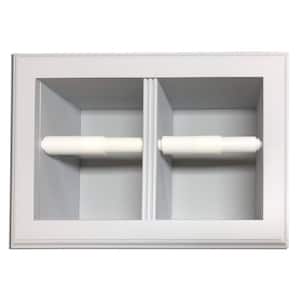 Belvedere Recessed Primed Gray Solid Wood Double Toilet Paper Holder Horizontal Wall Hugger Frame
