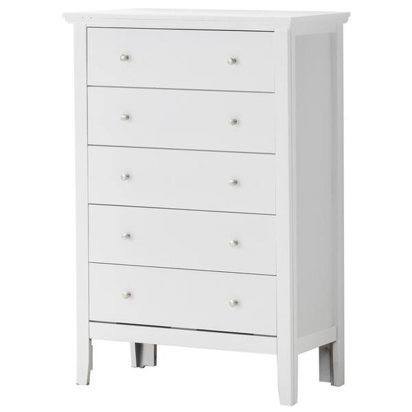 Primo 5 Drawer White Chest Of Drawers, White Vertical Dresser Ikea