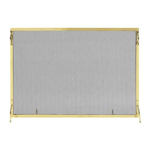 50 in. L Polished Brass 1-Panel Montreal Modern Flat Fireplace Screen