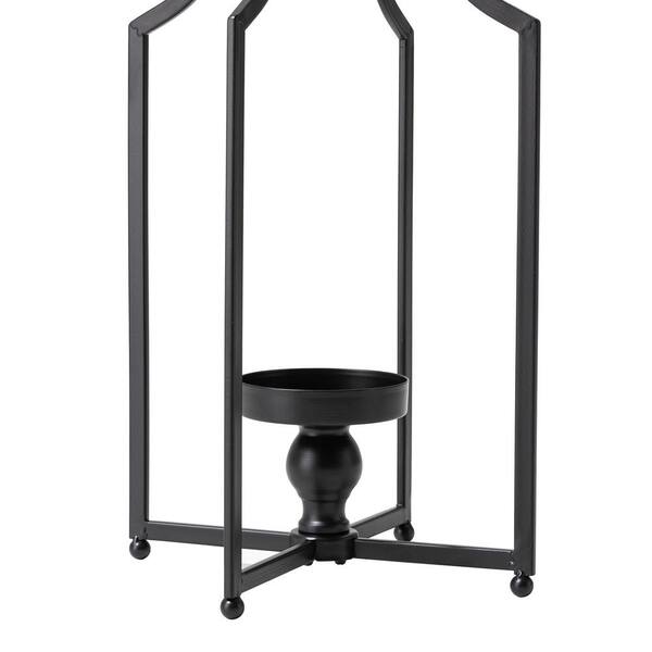 Glitzhome - Modern Farmhouse Black Metal Lantern KD (Set of 2)