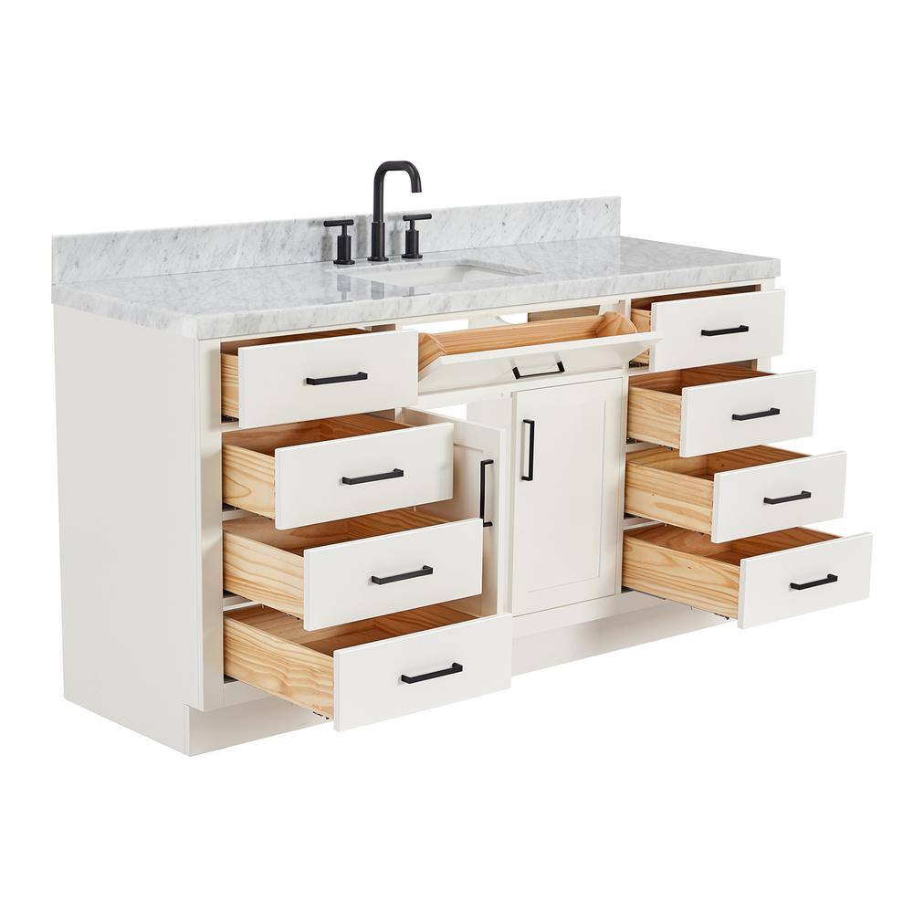 Hepburn 67" White Marble Top Freestanding Single Vanity