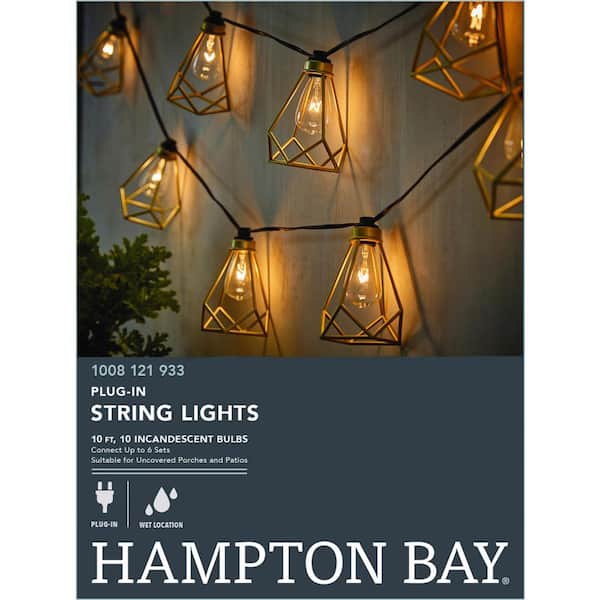 Outdoor 20 ft. Plug-in Electric Edison Bulb Cafe String Lights with 10  Brown Metal Shades