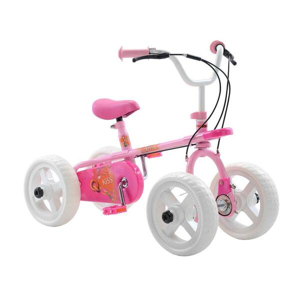 Quadrabyke Kiss Kid's Cycle, 10 in. Wheels, 2, 3 or 4-Wheel Design, Girl's Bike in Pink