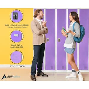 629-Series 72 in. H 1-Tier Steel Key Lock 2-Shelf Storage Locker Free Standing Cabinets in Purple (2-Pack)