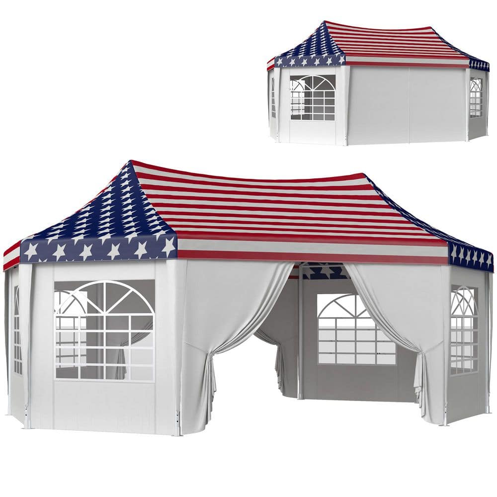 22.3 ft. x 16.4 ft. American Flag Party Tent, Wedding Tent with Sidewalls, 