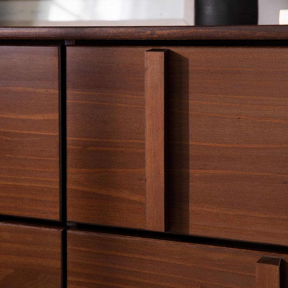 Modern Walnut 6-Drawer Vertical Accent Solid Wood Dresser