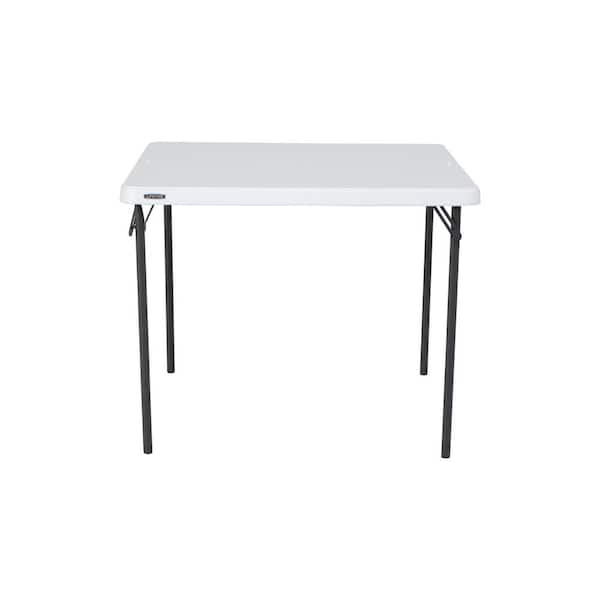 4 ft. White Granite Resin Adjustable Height Commercial Folding Table