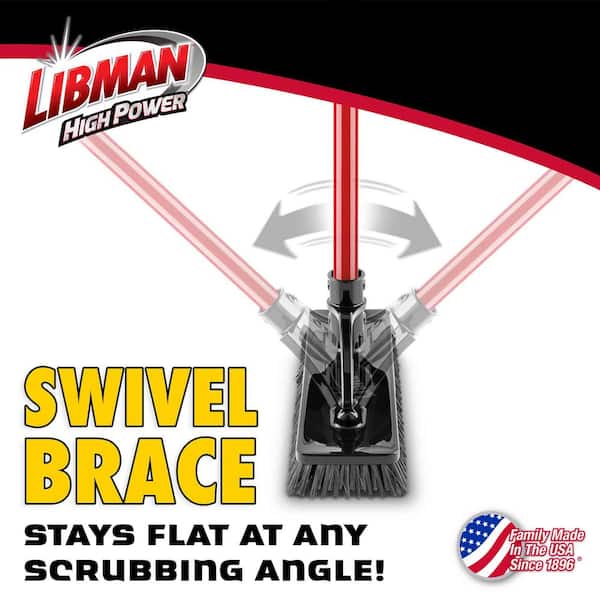 13.5 in. High Power Extra-Large Heavy-Duty Floor Scrub Brush with Swiveling Head and Steel Handle