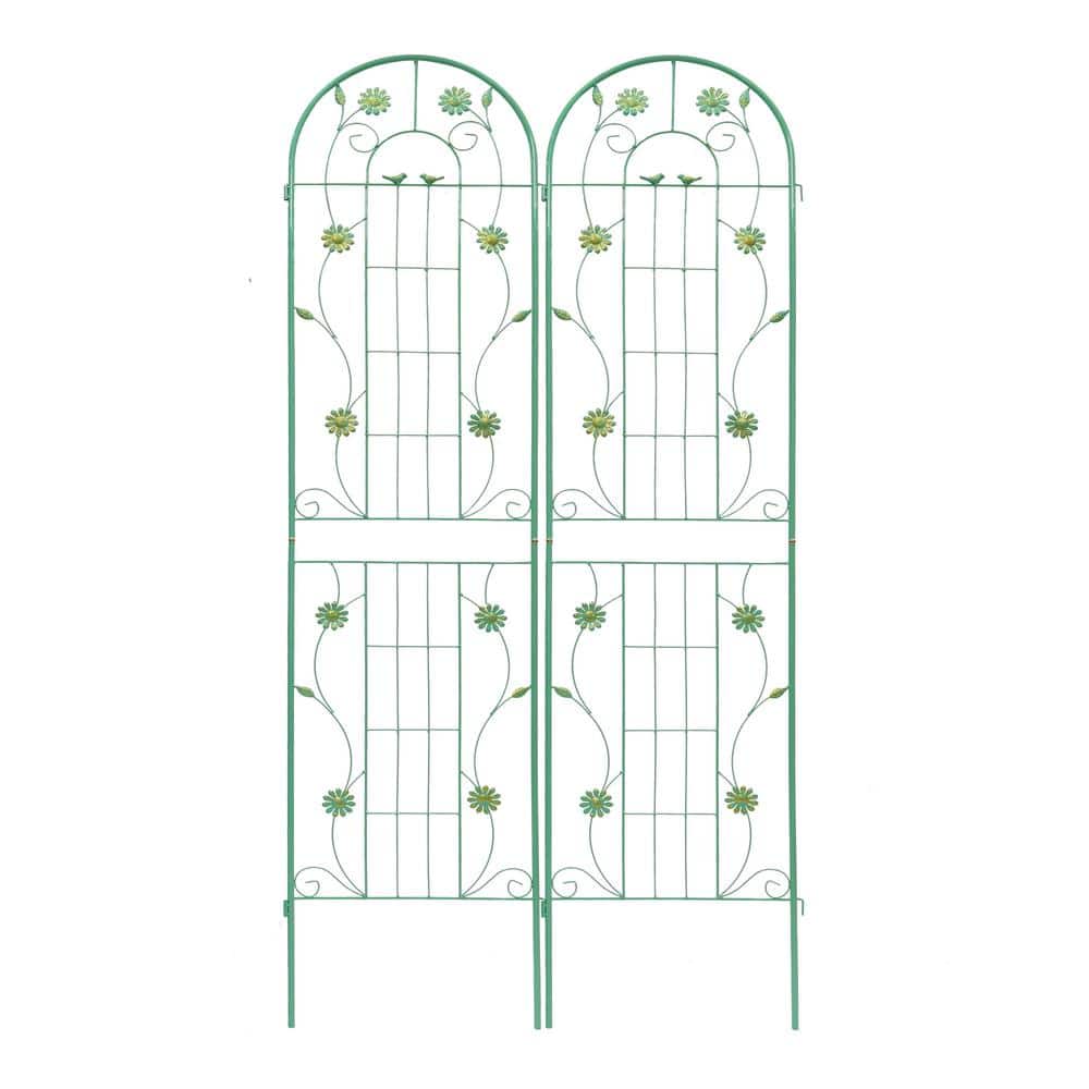 86.7 in. Green Metal Garden Trellis Outdoor Flower Support (2-Pack)