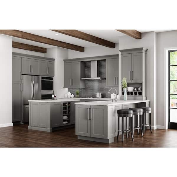 Hampton Bay Shaker Dove Gray Stock Assembled Base Kitchen Cabinet With Ball Bearing Drawer Glides 12 In X 34 5 In X 24 In Kb12 Sdv The Home Depot