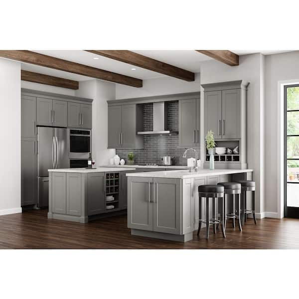 Hampton Bay Shaker Dove Gray Stock Assembled Base Kitchen Cabinet With Ball Bearing Drawer Glides 36 In X 34 5 In X 24 In Kb36 Sdv The Home Depot