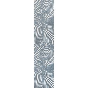 Maribo High-Low Abstract Groovy Striped Dark Blue/Cream 2 ft. x 8 ft. Indoor/Outdoor Runner Rug