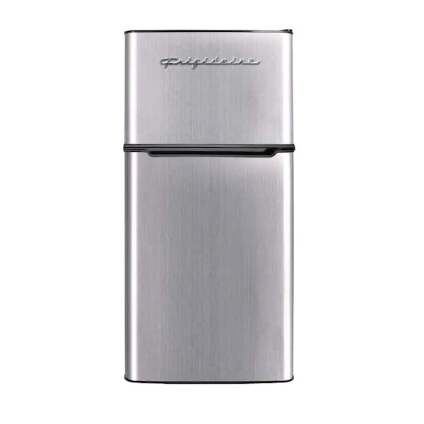 4.5 cu. ft. 2 Door Mini Fridge in Chrome Trim and Platinum Design with Freezer and Manual Defrost