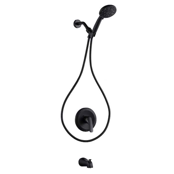 Single Handle 7-Spray Tub and Shower Faucet 1.8 GPM with High Flow Rate Bathtub Faucet in. Matte Black Valve Included