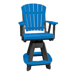 Adirondack Black Swivel Counter Height Plastic Outdoor Dining Chair in Blue