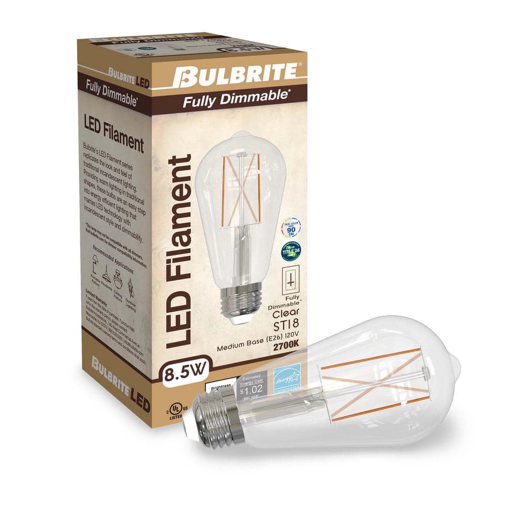 60 Watt Equivalent Clear Glass LED Filament Bulb, Dimmable