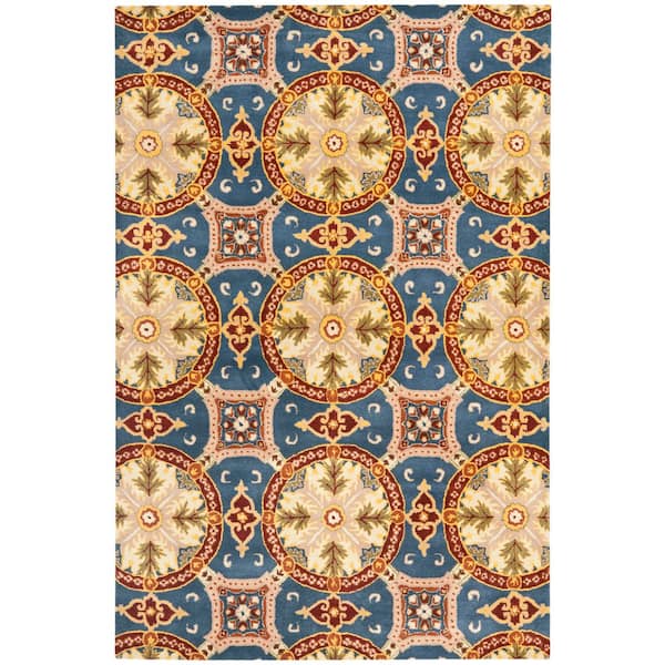 Wyndham 6 ft. x 9 ft. Blue/Gold Persian Area Rug