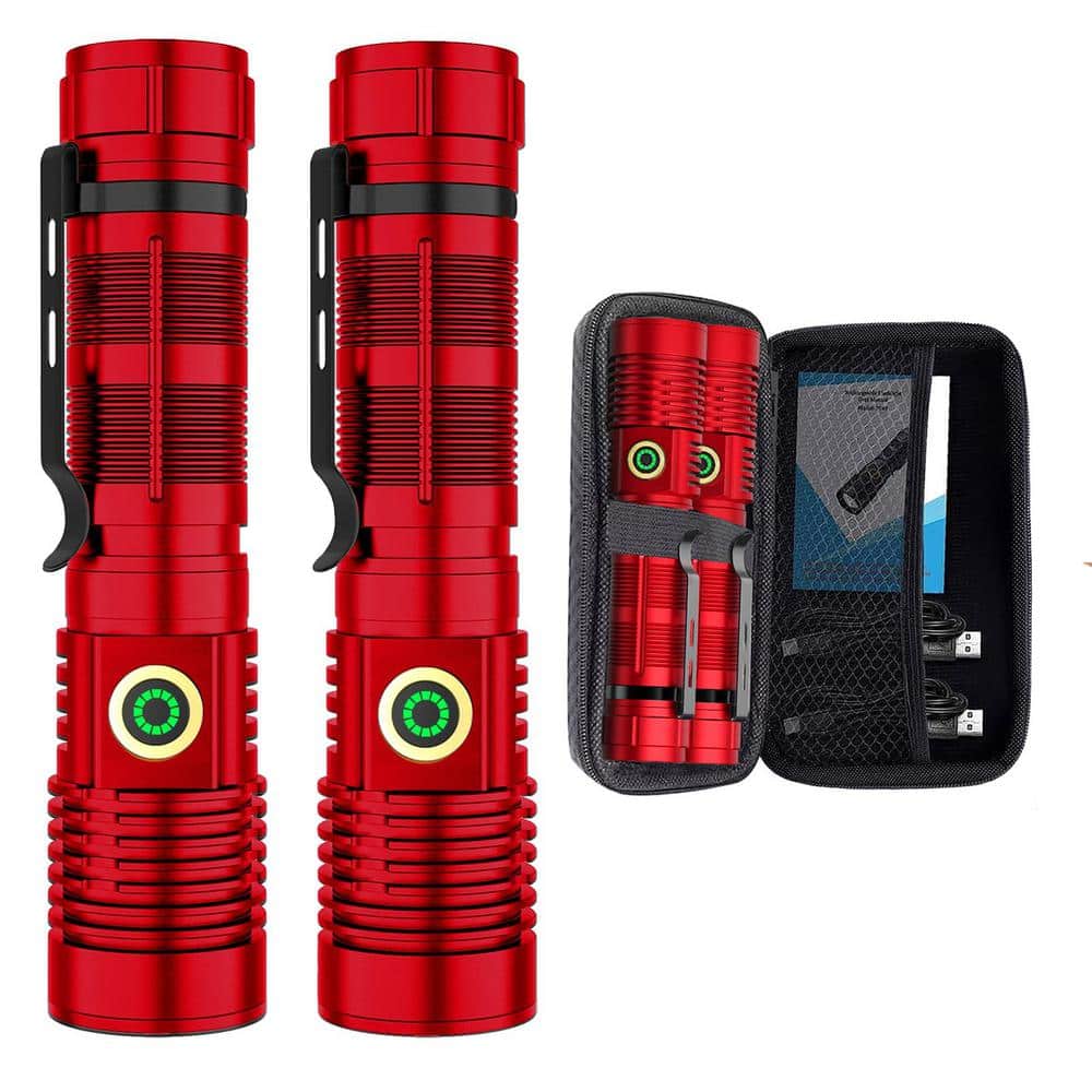 Lukyamzn IPX6 Red 3.7 Volt 12000 Lumen LED Rechargeable Flashlight ...