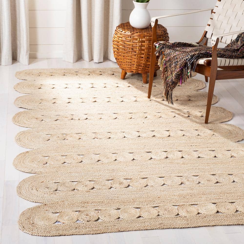 Ivory Geometric Hand-Knotted Jute Area Rug 2'3" x 4'