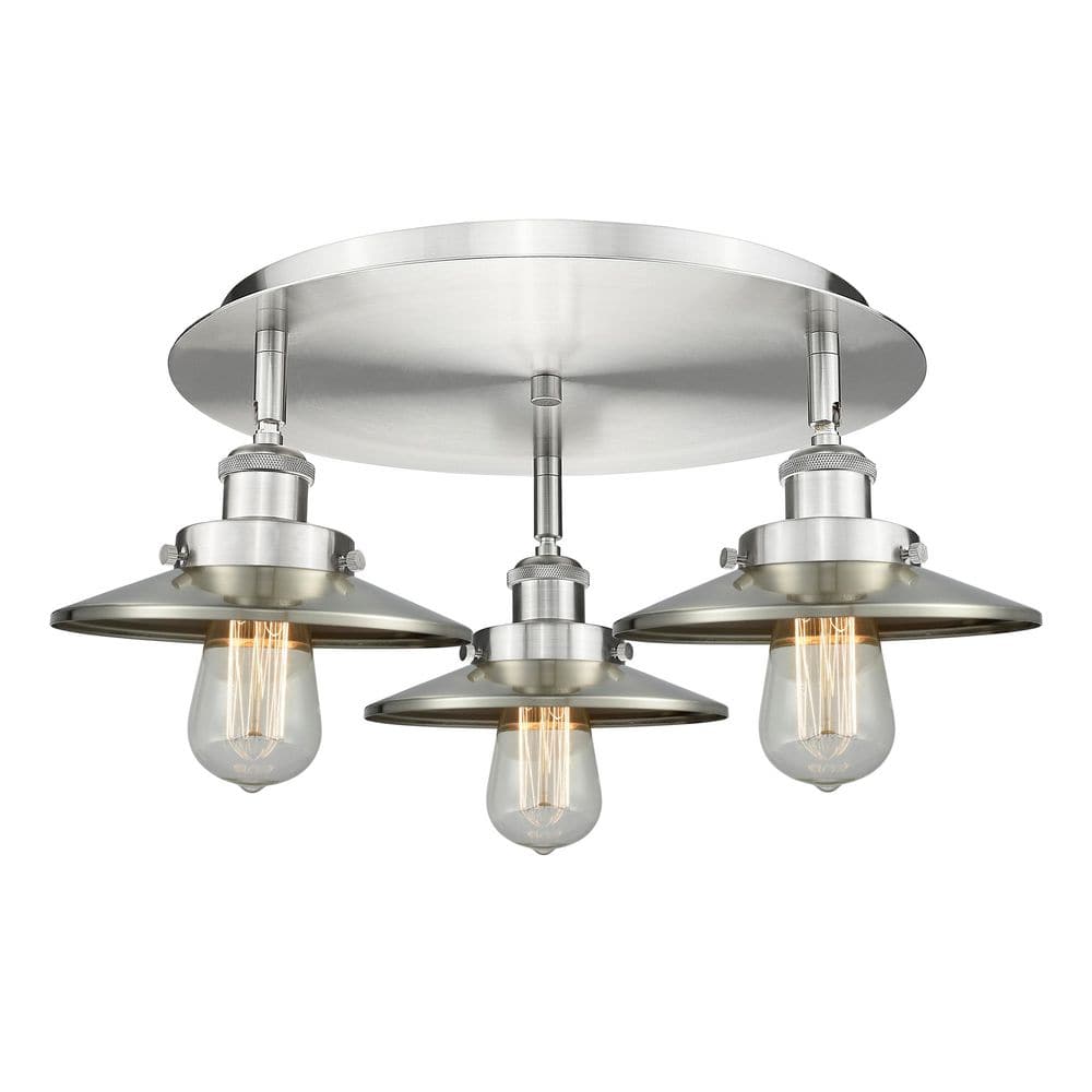 Ballston Urban 19.75 in. 3-Light Satin Nickel Traditional Flush Mount with Brushed Satin Nickel Shade price history on PriceWatchPro