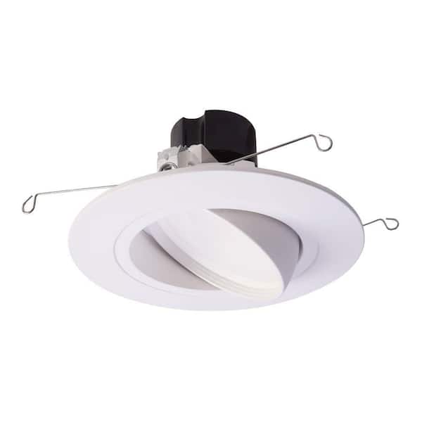 Halo Ra 5 In And 6 White Integrated Led Recessed Ceiling Light Fixture Adjustable Gimbal Trim 90 Cri 3000k Soft Ra5606930whr The Home Depot - Ceiling Led Lights Recessed Lighting
