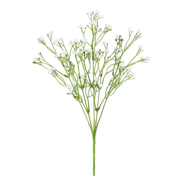 LIVING LUXURY 14 in. White Artificial Baby's Breath Gypsophila Flower Stem Bush Bouquet (Set of 6)