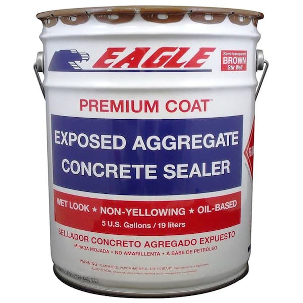 Eagle 5 Gal. Premium Coat Brown Tinted Semi-Transparent WetLook Glossy Solvent-Based Acrylic Exposed Aggregate Concrete Sealer