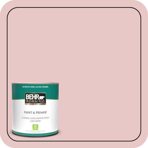 BEHR PREMIUM PLUS 1 qt. #150E-2 Kashmir Pink Semi-Gloss Enamel Low Odor Interior Paint & Primer