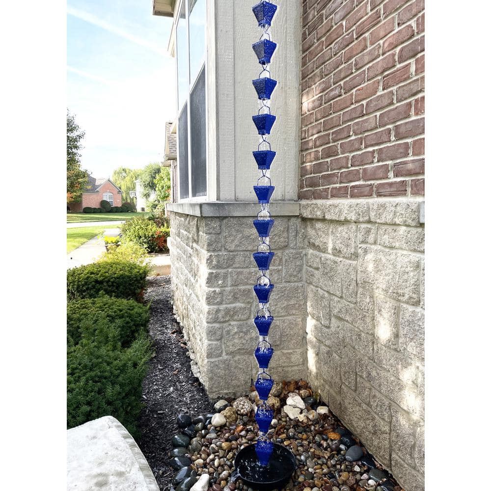 8.5 FT Blue Powder Coated Metal Rain Chain
