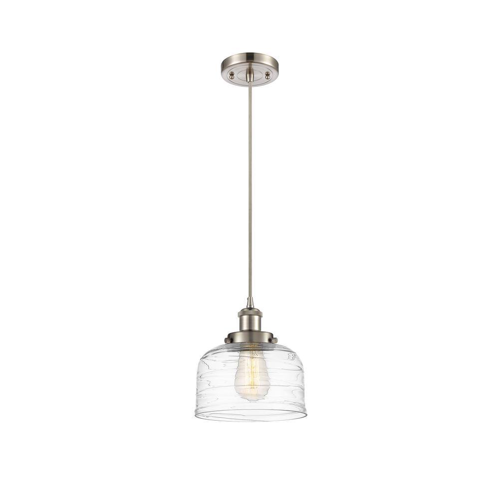 Bell 10" Clear Glass Mini Pendant in Brushed Nickel